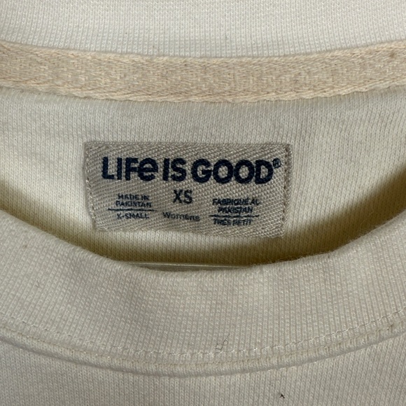 Life is Good Women Sweatshirt “My Dog Rescued Me” Paw Print Graphic W2104 Sz XS - Picture 4 of 7